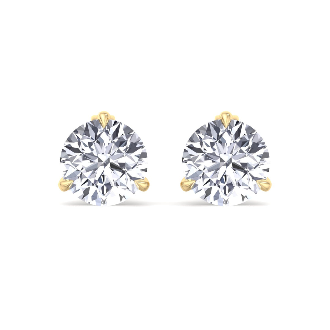 3 Prong Round Cut  Lab-Grown Diamond Studs YG 4