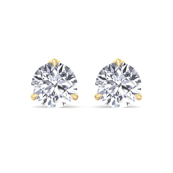 3 Prong Round Cut  Lab-Grown Diamond Studs YG 4