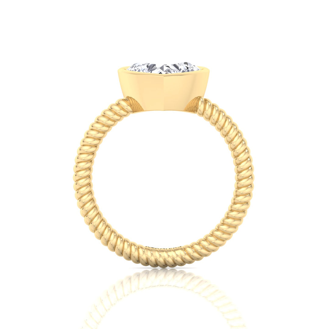 Heart Shape Twisted Rope Band Lab  Diamond Ring YG 4