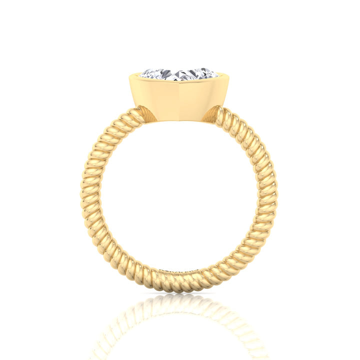 Heart Shape Twisted Rope Band Lab  Diamond Ring YG 4