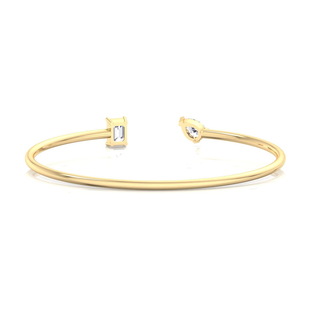 Flexible Gold Toi Et Moi Bangle with Pear & Emerald Shape Lab Grown Diamonds