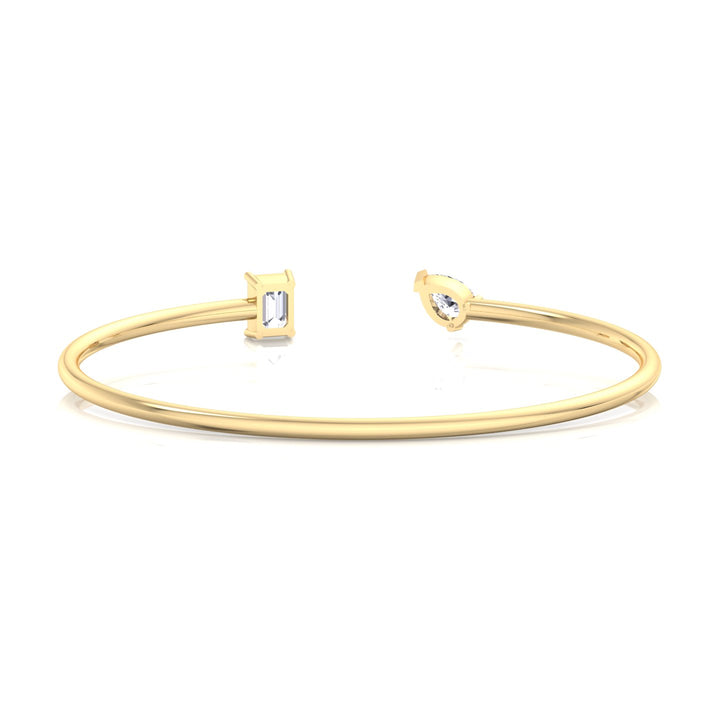 Flexible Gold Toi Et Moi Bangle with Pear & Emerald Shape Lab Grown Diamonds