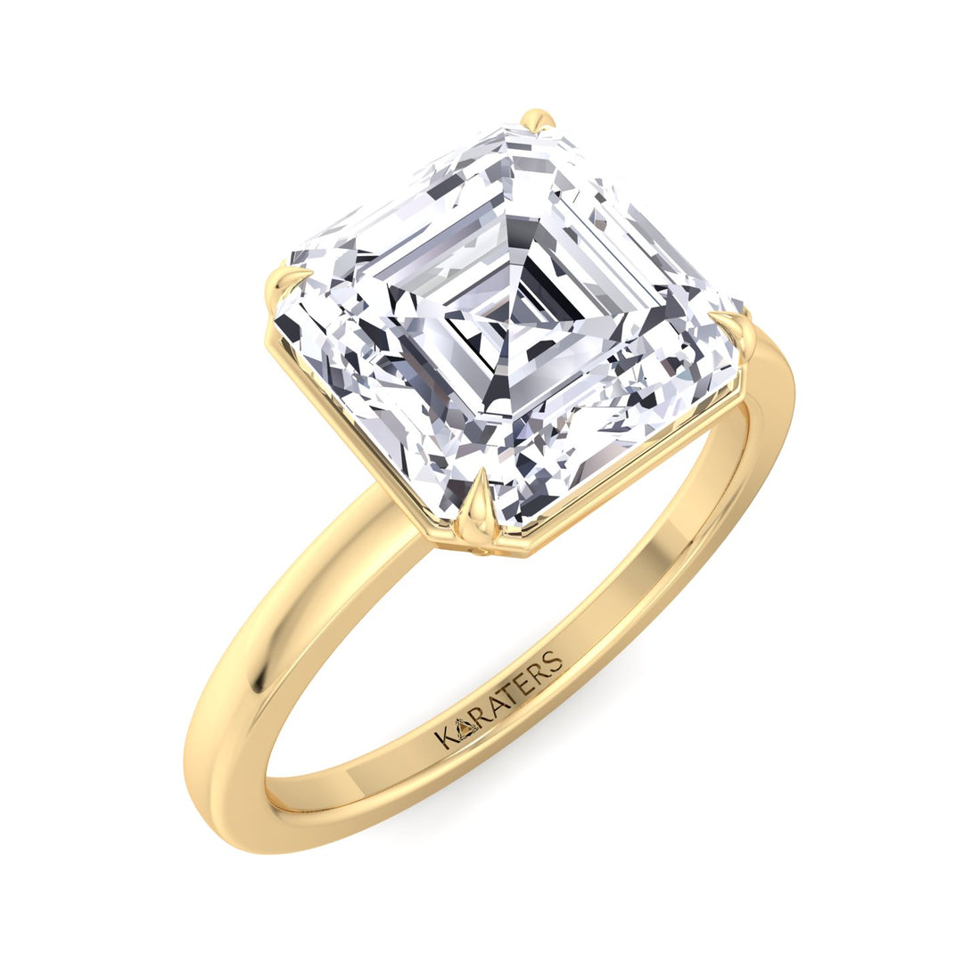 Asscher Cut Lab Grown Diamond Solitaire Engagement Ring