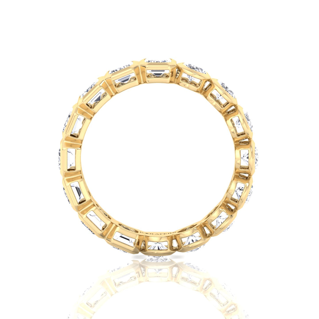Double Shape - Bezel Set Emerald and Oval Cut Lab Grown Diamond Eternity Band