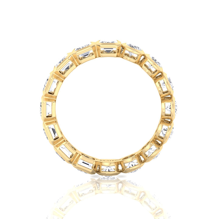 Double Shape - Bezel Set Emerald and Oval Cut Lab Grown Diamond Eternity Band