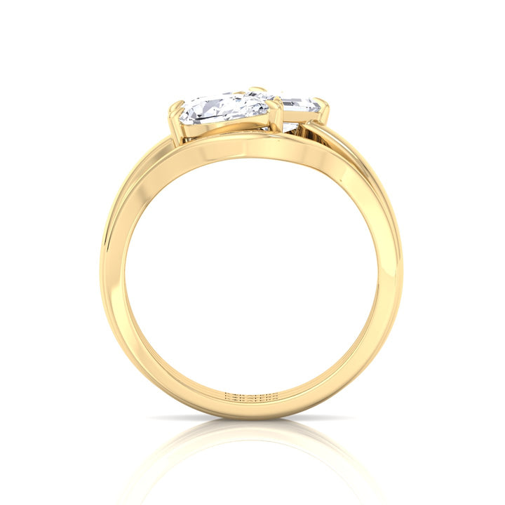 3CT Total Weight 3 Stone Lab Grown Diamond Wedding Set Yellow Gold