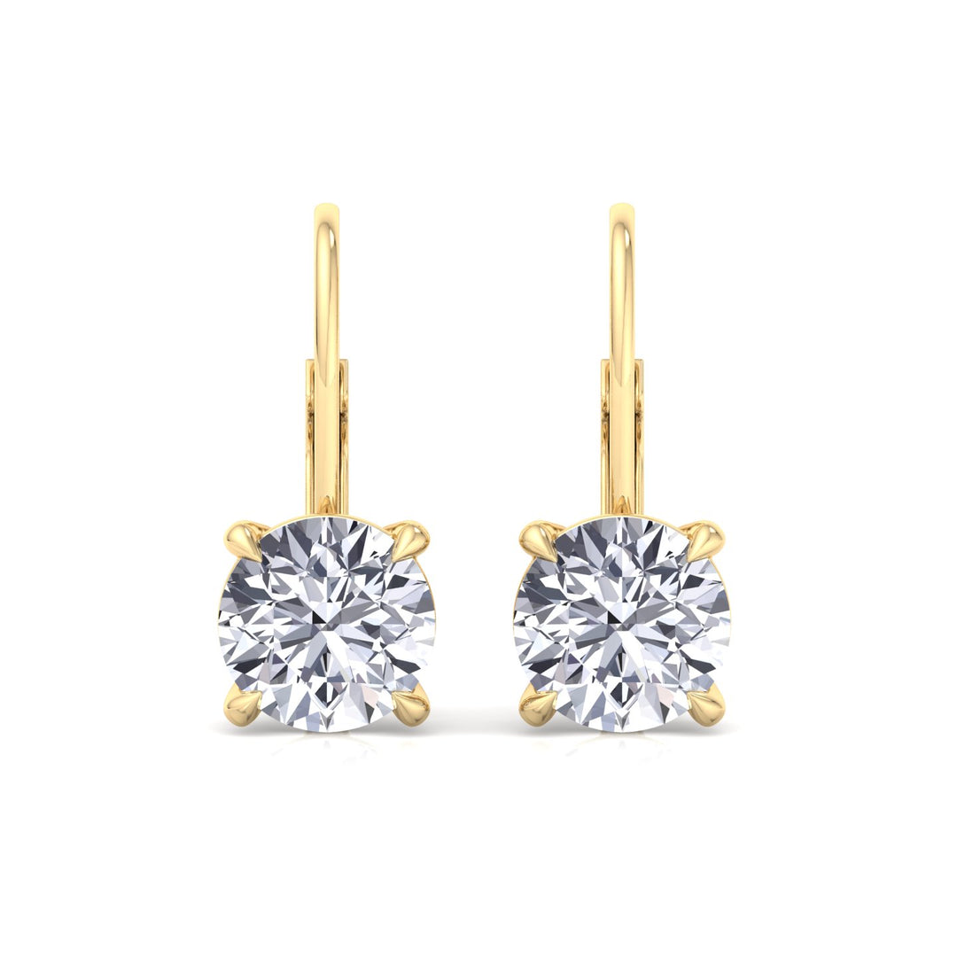 Round Shape Lab Grown Diamond Drop Earrings YG