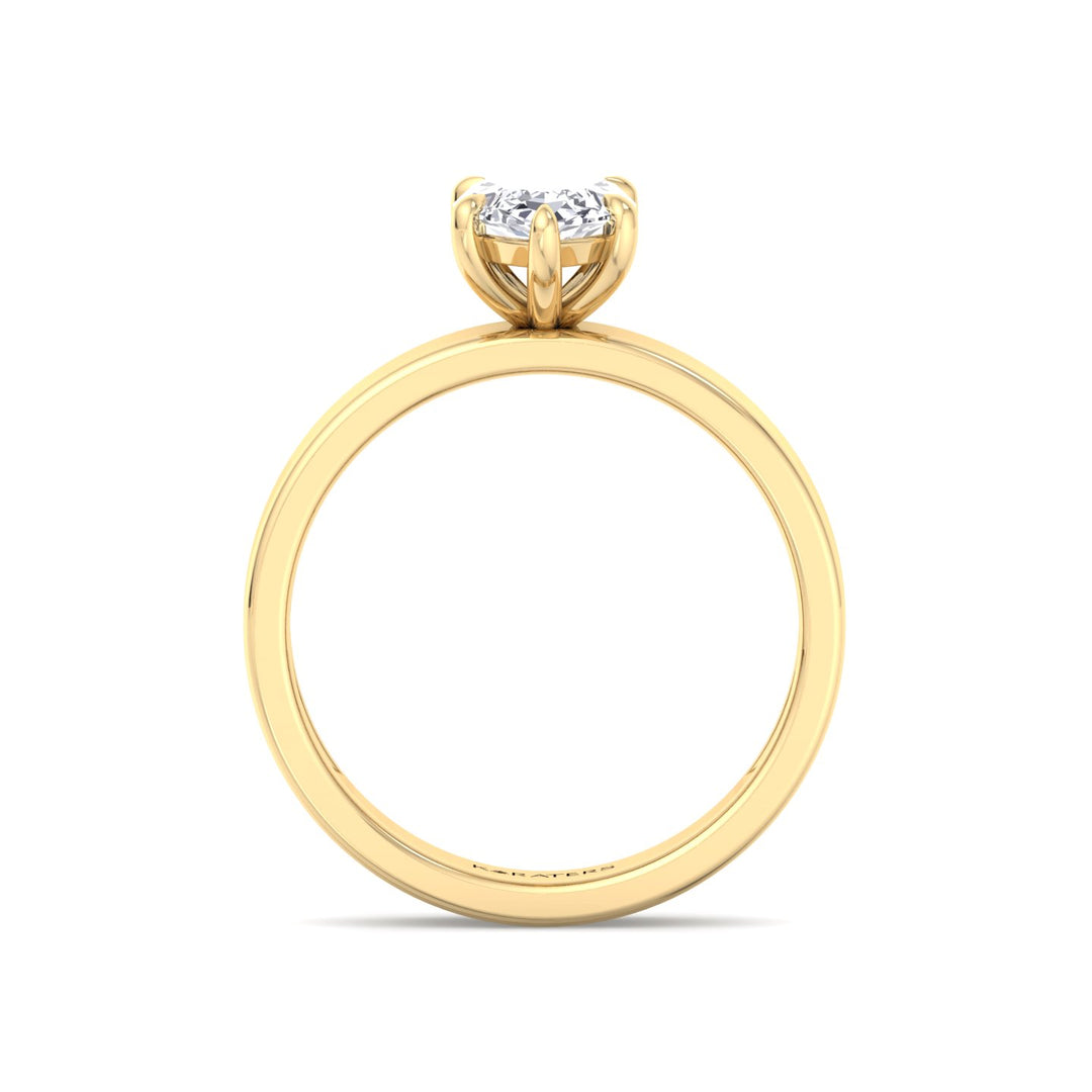 Marquise Shape Lab Grown Diamond Engagement Ring with Wide Band Yellow Gold