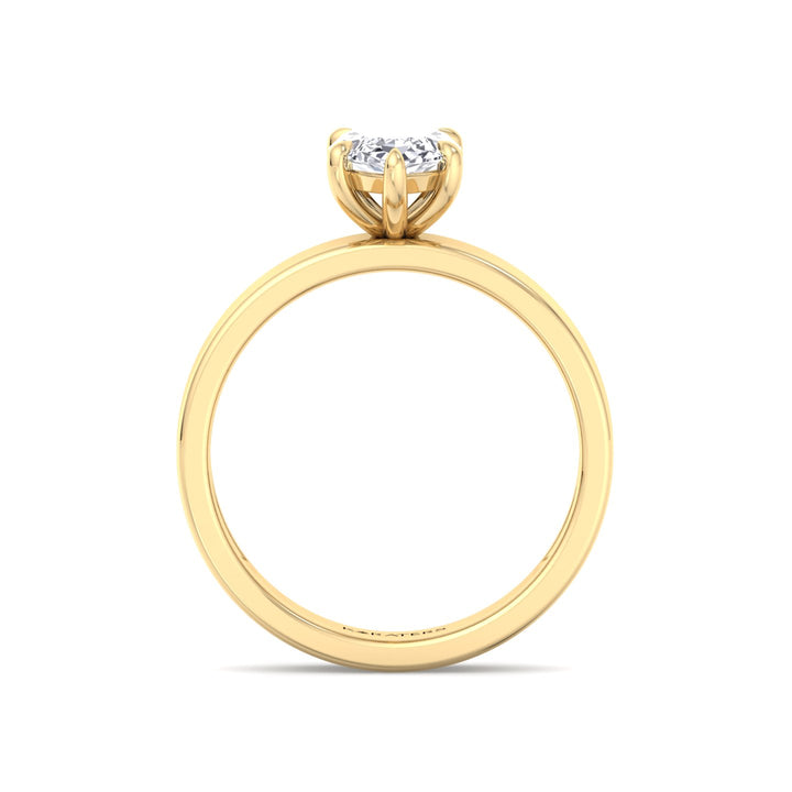 Marquise Shape Lab Grown Diamond Engagement Ring with Wide Band Yellow Gold