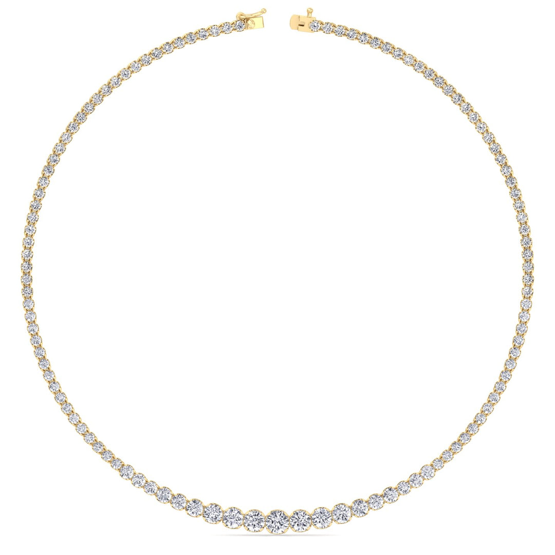 Buttercup Illusion Set Graduated Lab Grown Diamond Tennis Necklace Yellow Gold 18K