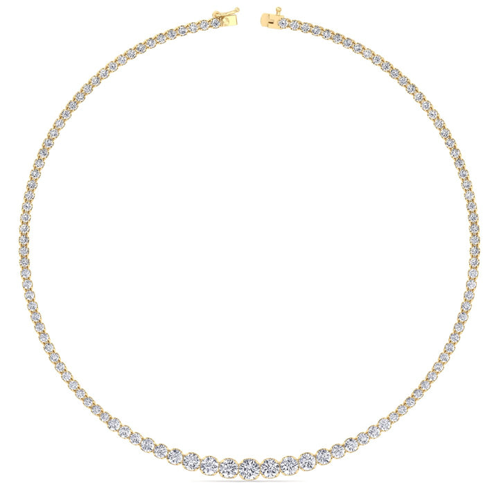 Buttercup Illusion Set Graduated Lab Grown Diamond Tennis Necklace Yellow Gold 18K