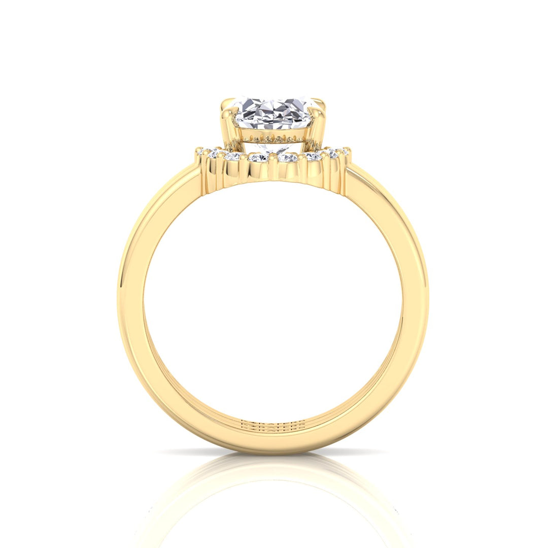 3.95CT Total Weight Oval Shape Lab Grown Diamond Wedding Set Yellow  Gold