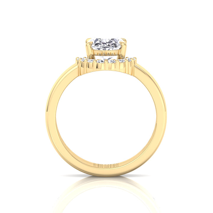 3.95CT Total Weight Oval Shape Lab Grown Diamond Wedding Set Yellow  Gold
