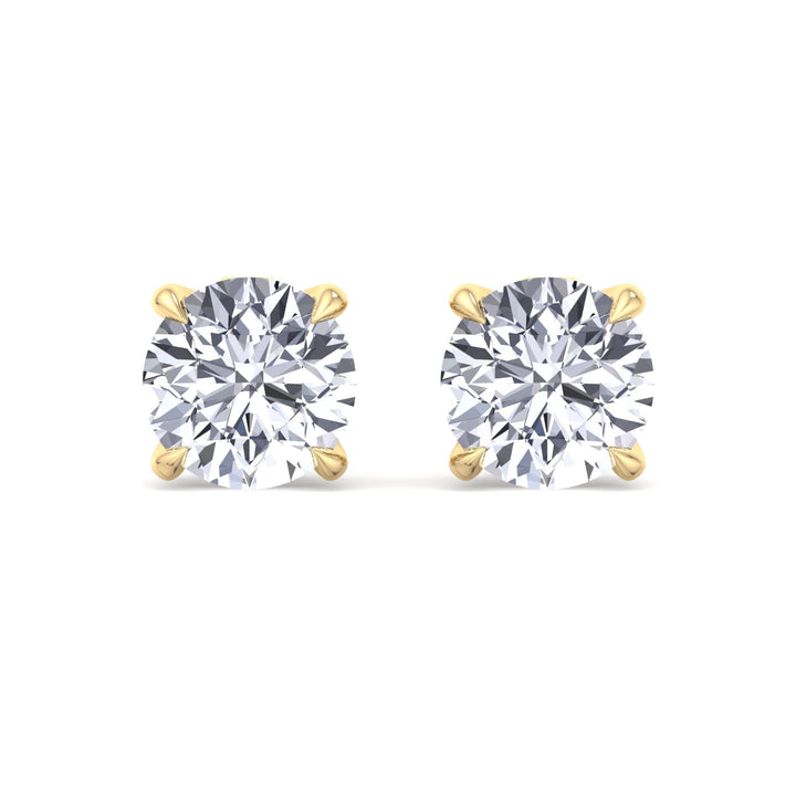 6CT Round Cut  Lab Grown Diamond Studs 14K Solid Gold