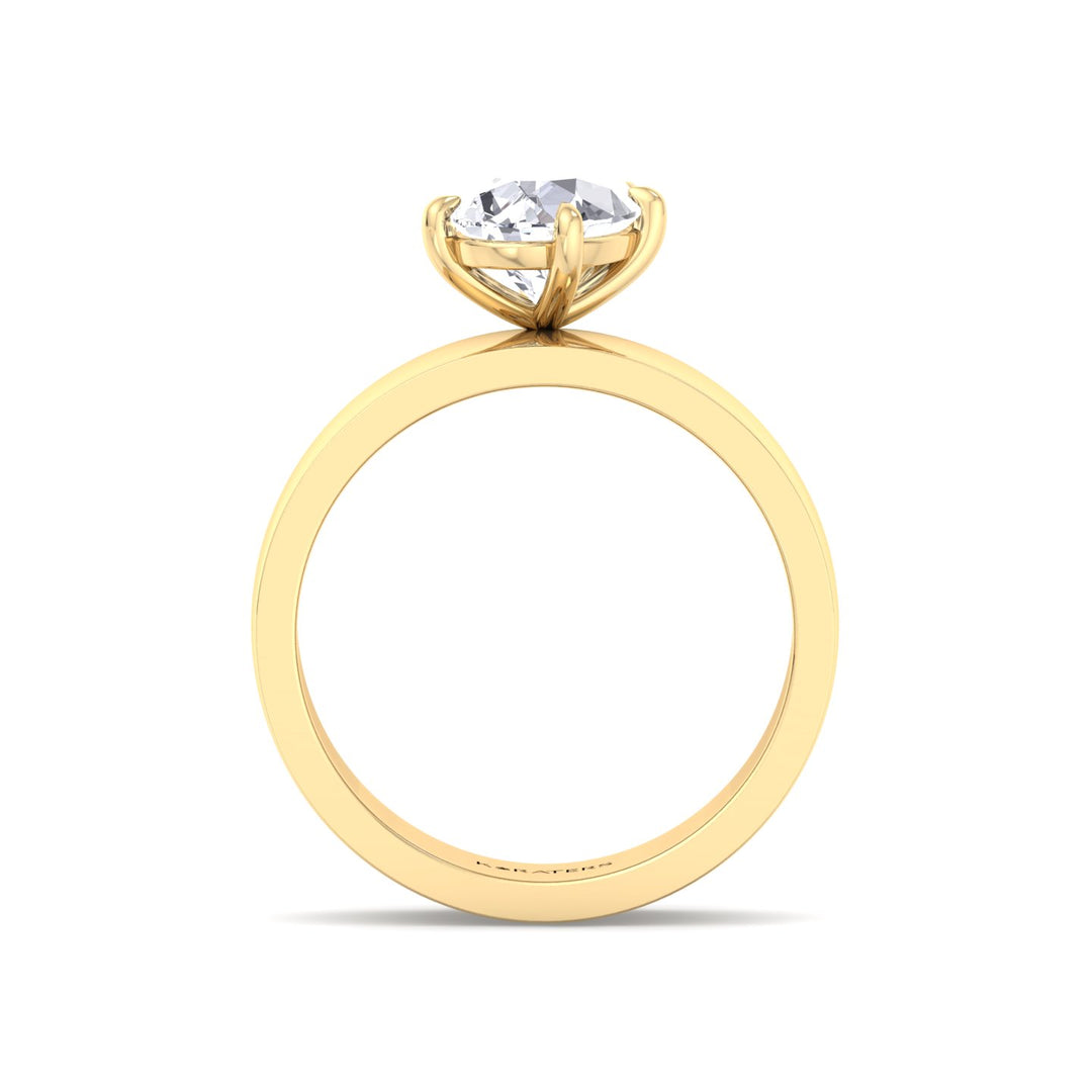Pear Shaped Lab Grown Diamond Engagement Ring with Wide Band Yellow Gold