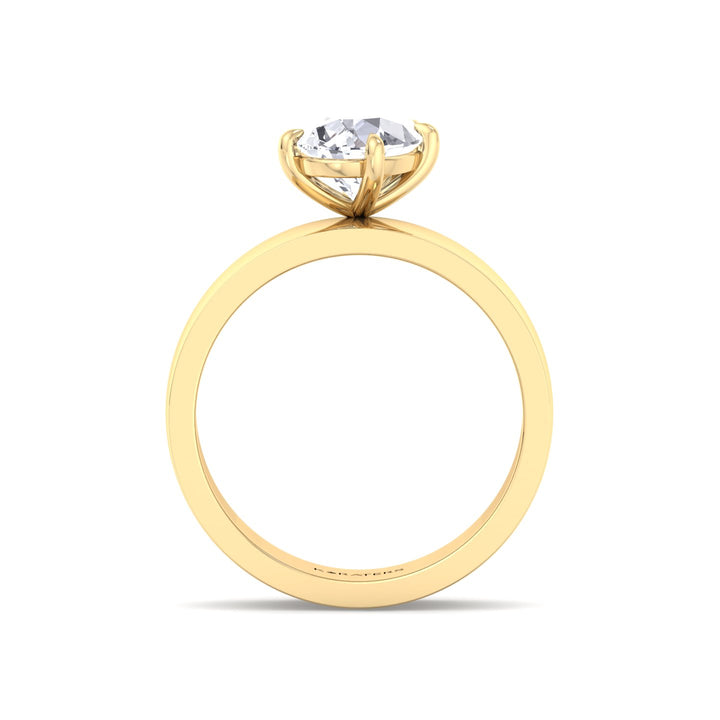 Pear Shaped Lab Grown Diamond Engagement Ring with Wide Band Yellow Gold