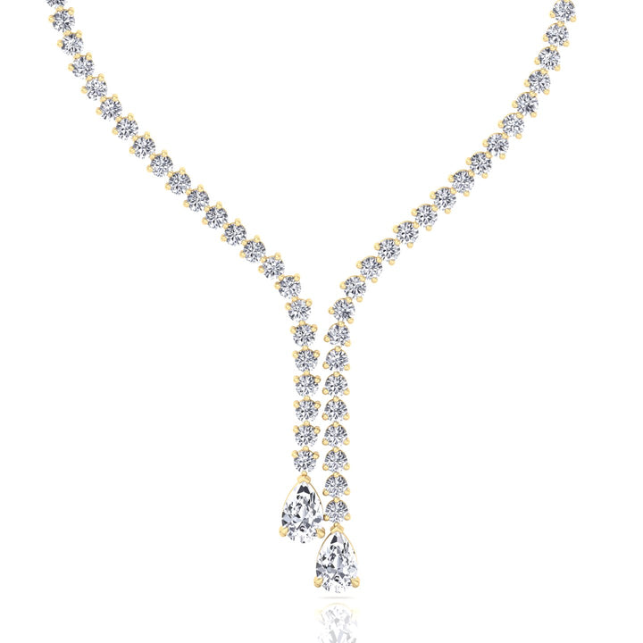 18CT T.W. Pear Shape Lab Grown Diamond Lariat Tennis Necklace Yellow Gold 18K