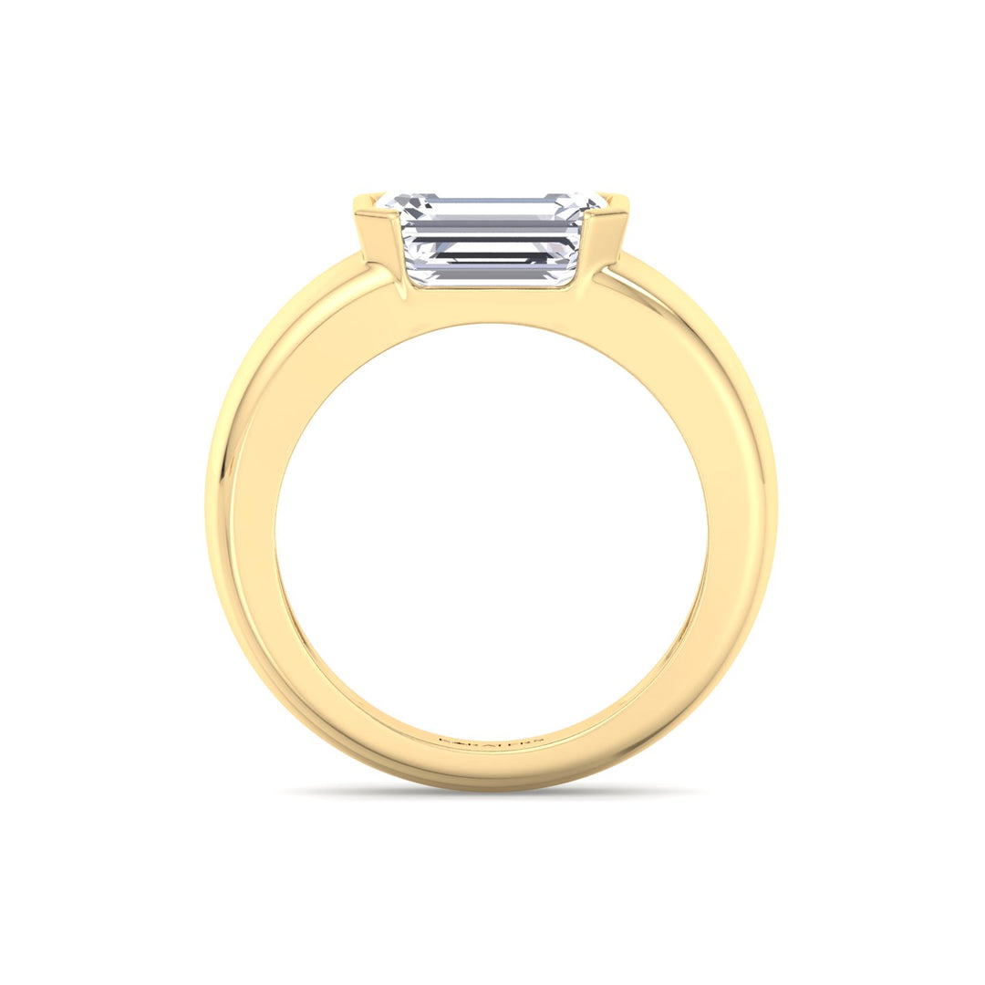 YG Emerald Cut Bezel Set Unisex Lab Grow Diamond Engagement Ring 4