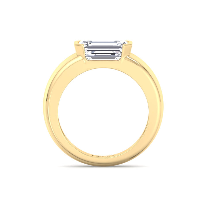 YG Emerald Cut Bezel Set Unisex Lab Grow Diamond Engagement Ring 4