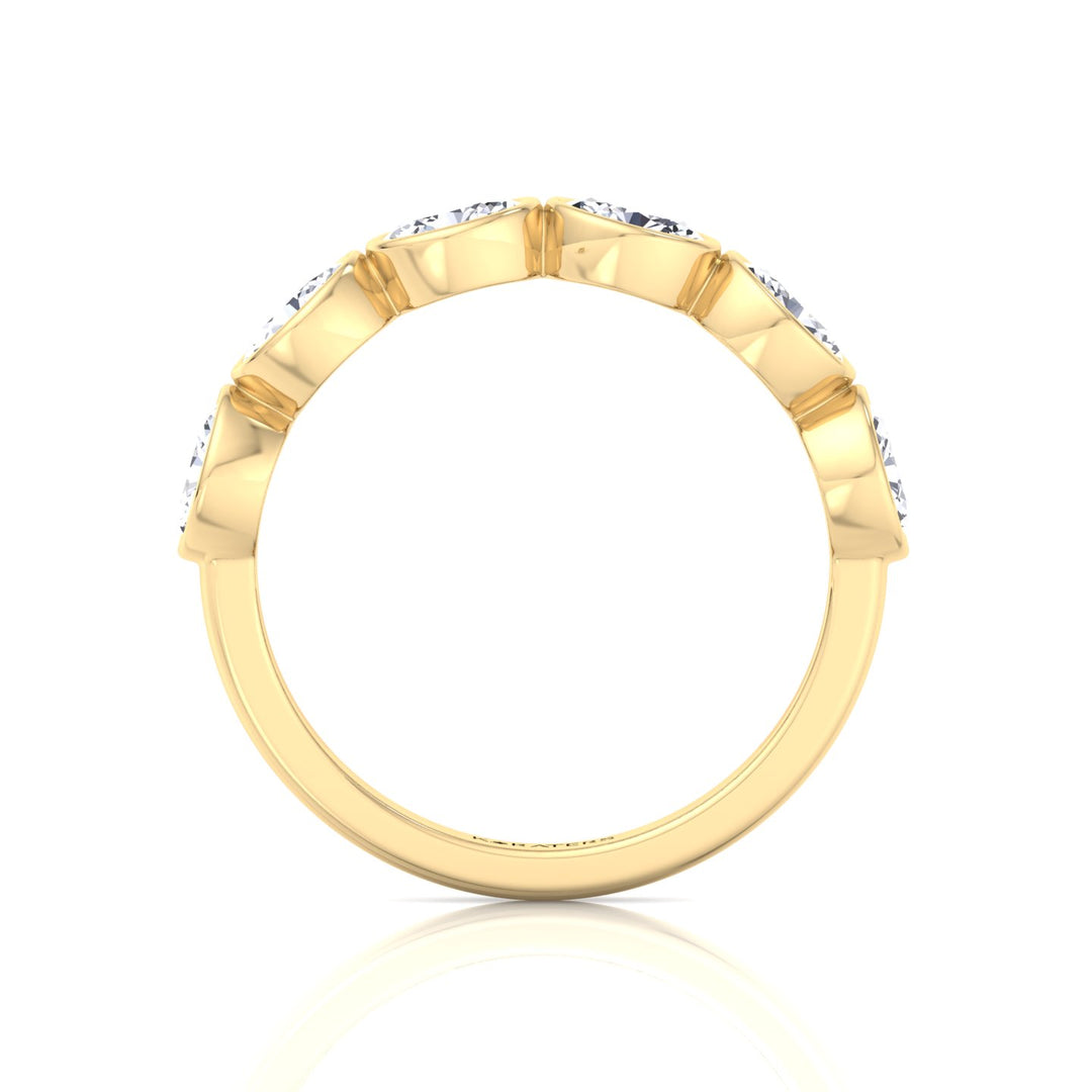 Bezel Set East To West Oval Shape Lab-Grown Diamond Halfway Eternity Band Yellow Gold
