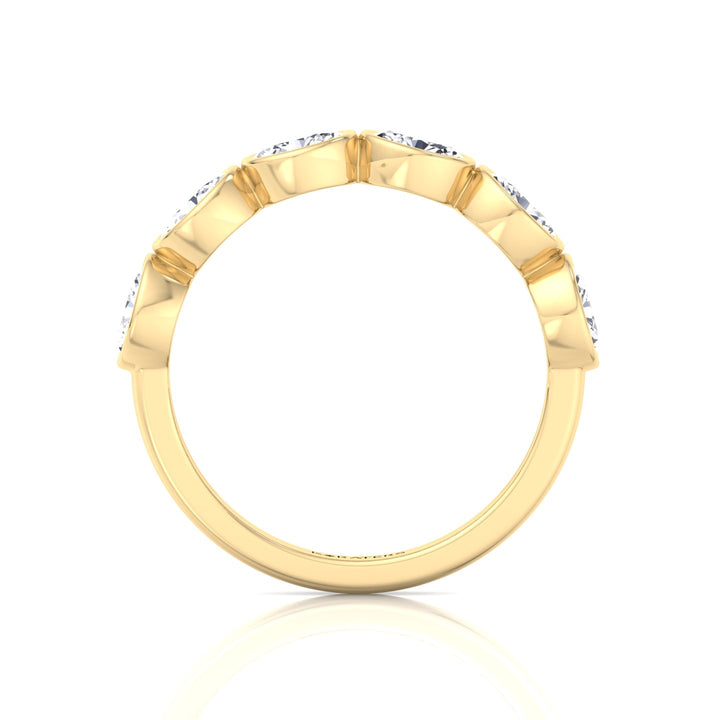 Bezel Set East To West Oval Shape Lab-Grown Diamond Halfway Eternity Band Yellow Gold