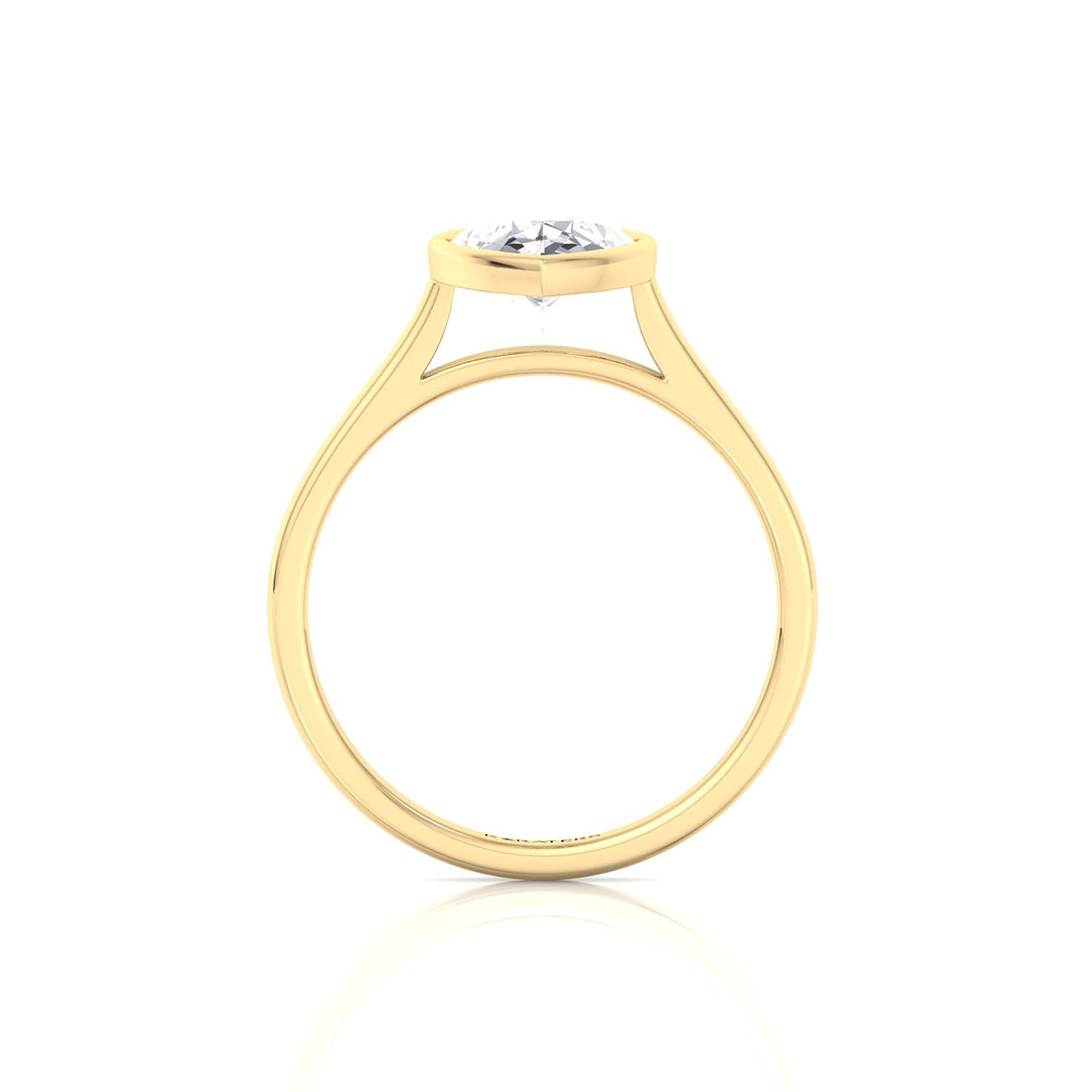 Bezel Set Pear Shape Lab-Grown Diamond Engagement Ring Yellow Gold 