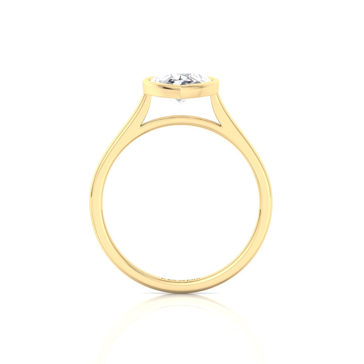 Bezel Set Pear Shape Lab-Grown Diamond Engagement Ring Yellow Gold 