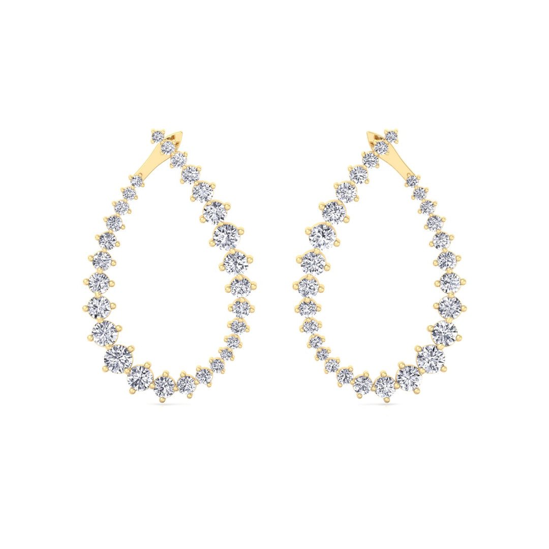 Round Teardrop Shape Lab-Grown Diamond Earrings YG 4