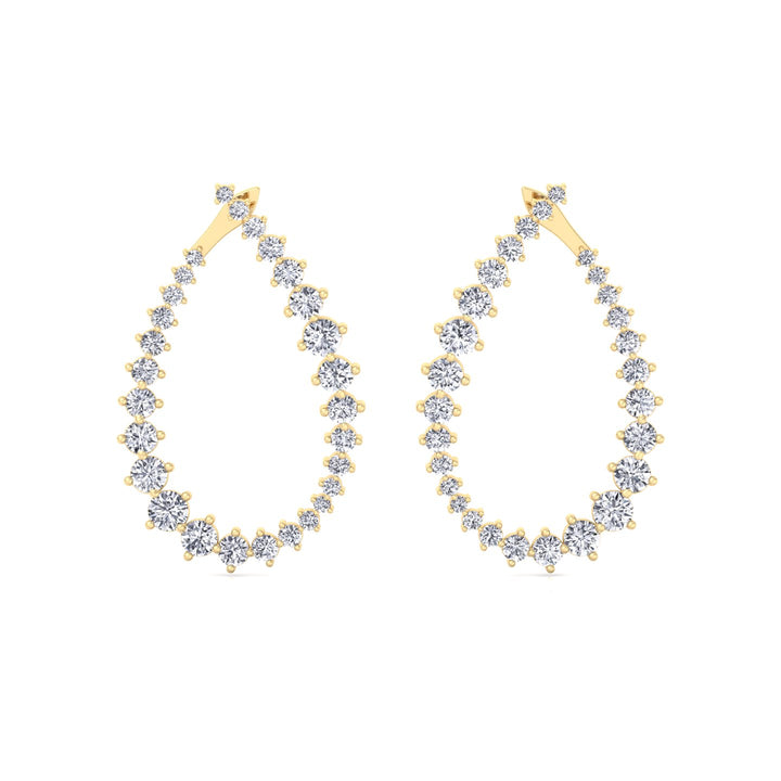 Round Teardrop Shape Lab-Grown Diamond Earrings YG 4