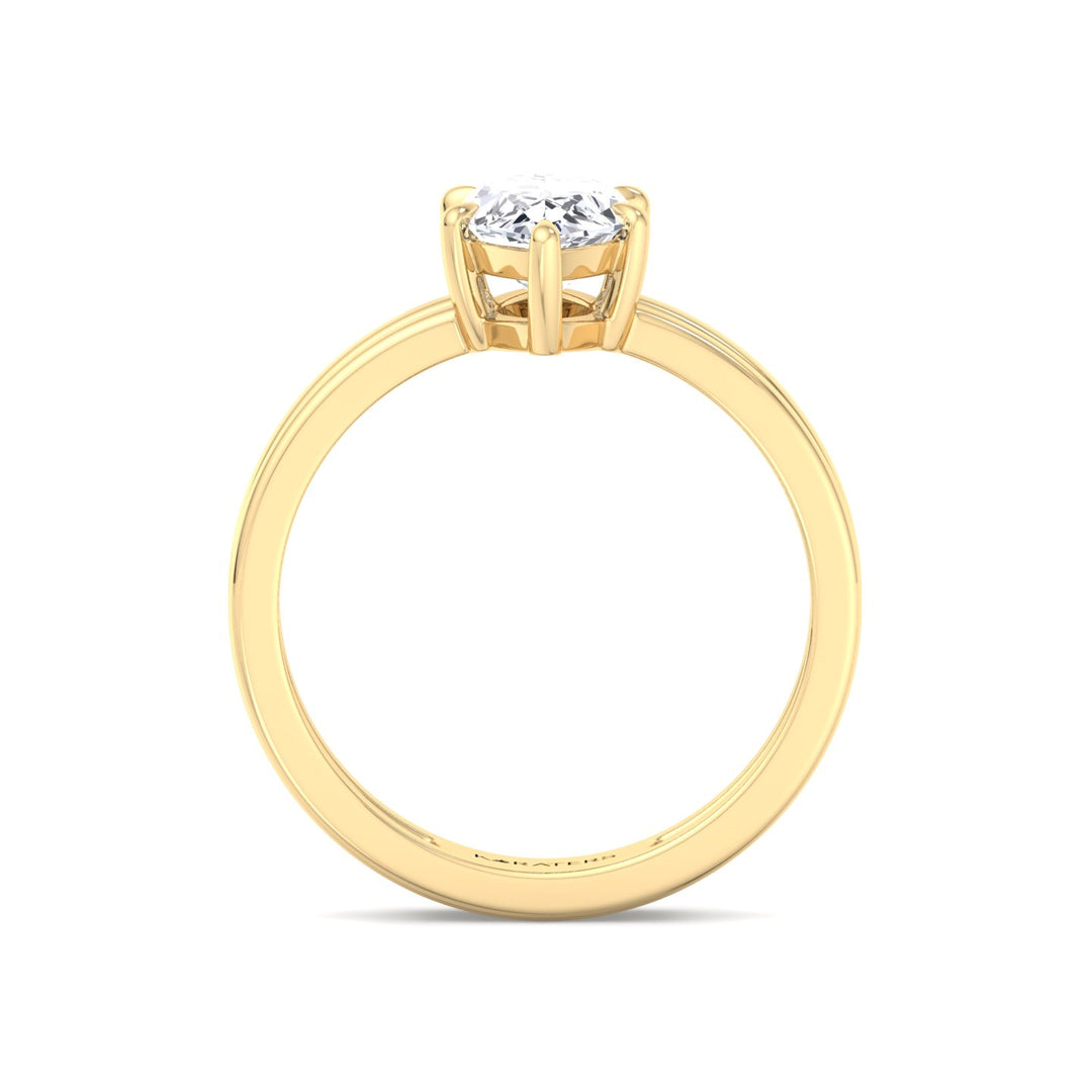 YG Marquise Cut Lab Grown Diamond with Double Band Ring standing