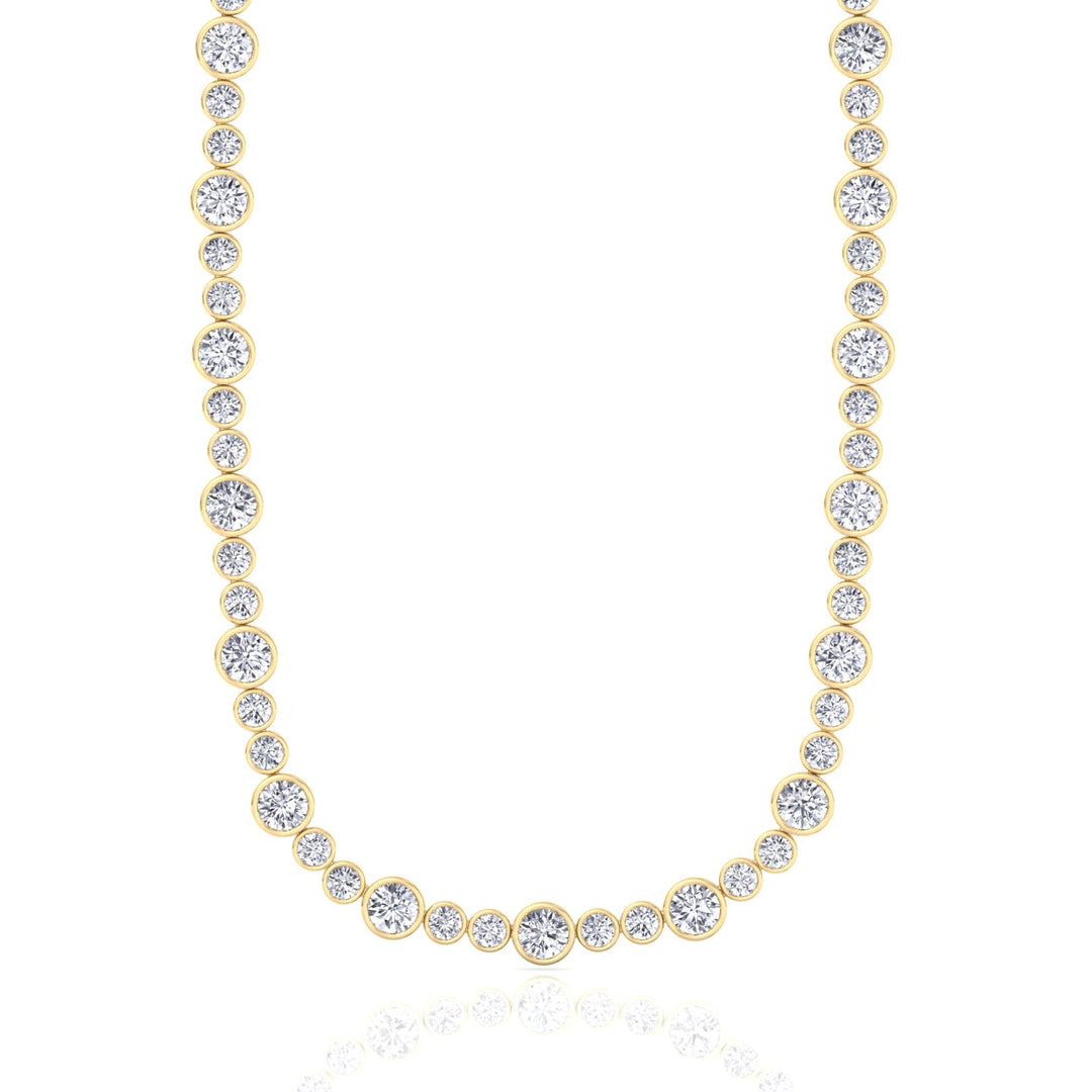 Round Bezel Big & Small Lab Grown Diamond Tennis Necklace YG 2