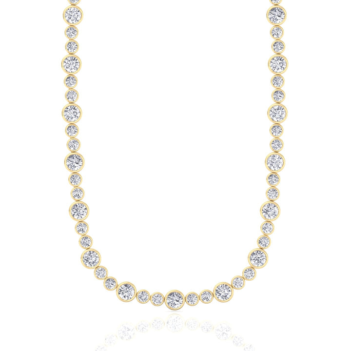 Round Bezel Big & Small Lab Grown Diamond Tennis Necklace YG 2