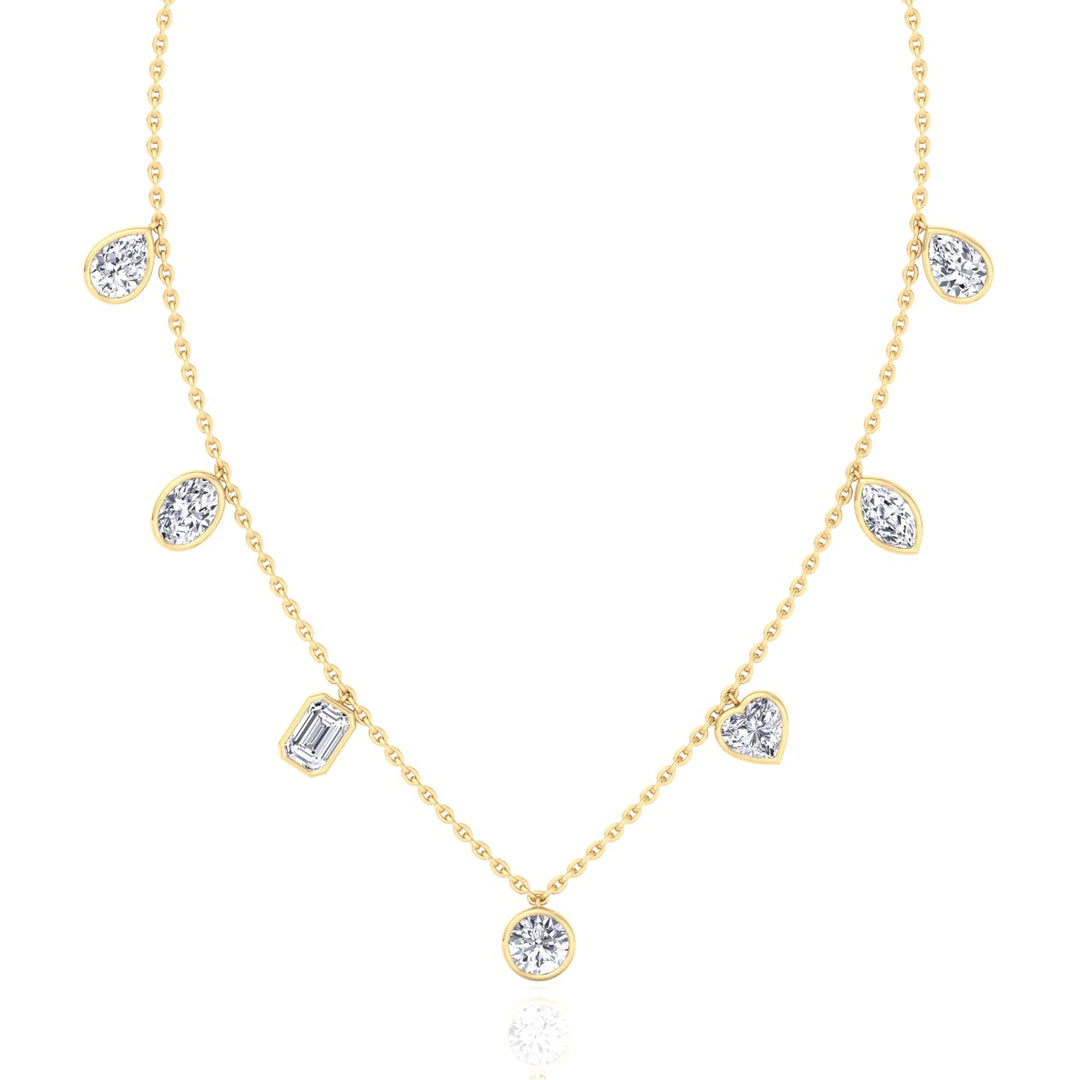Multi Shape Bezel Set Lab Grown Diamond Necklace YG 3