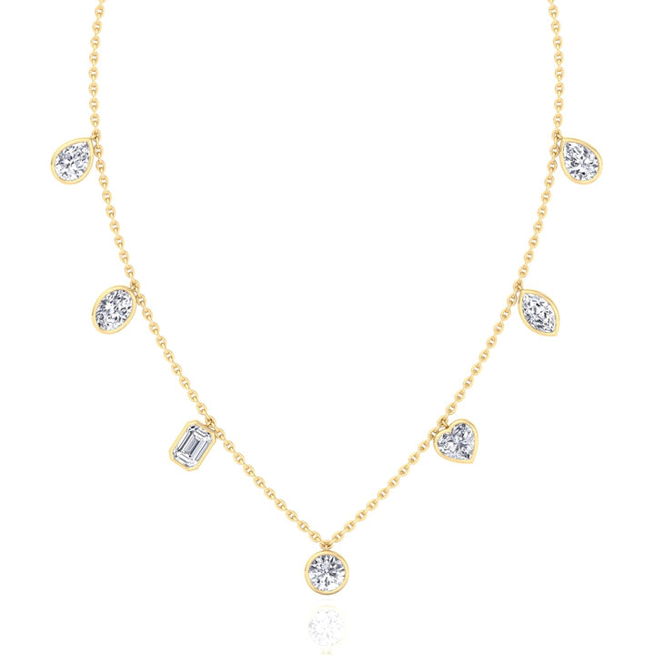 Multi Shape Bezel Set Lab Grown Diamond Necklace YG 3