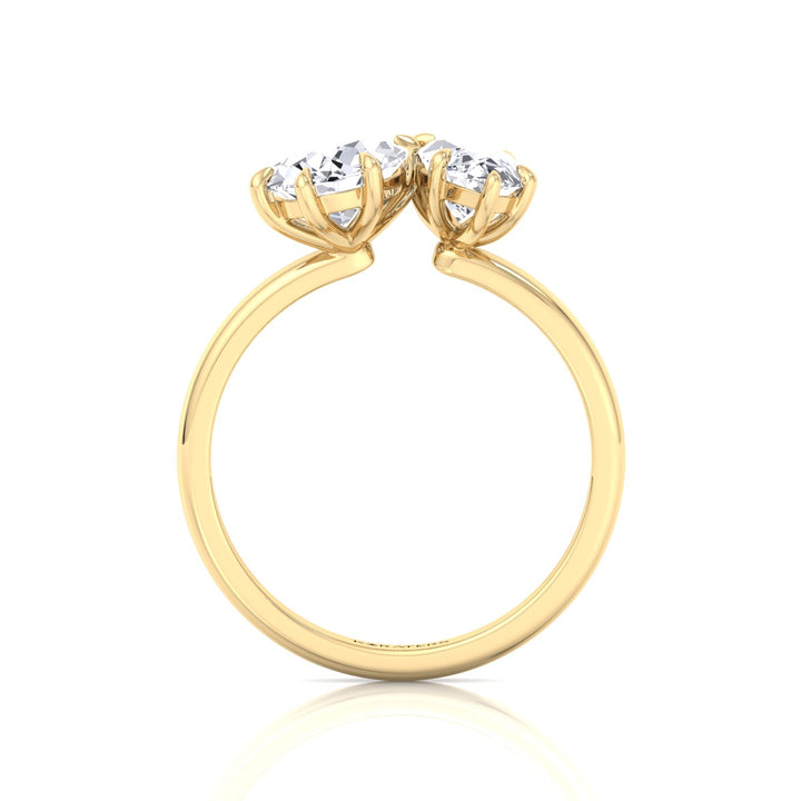 Toi Et Moi - Pear and Marquise Shape Lab Grown Diamond Engagement Ring Yellow Gold