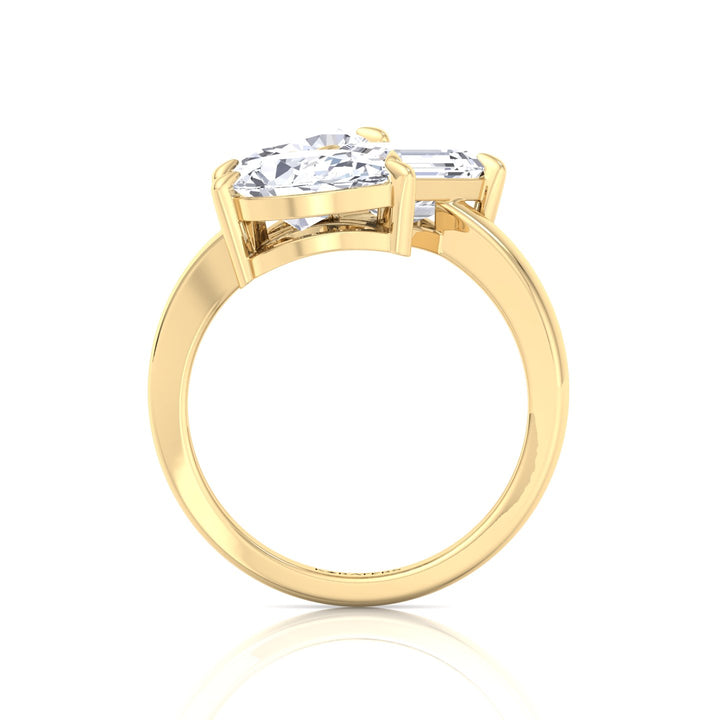 Toi et Moi Three Stone - Pear, Oval & Round Lab Grown Diamond Engagement Ring Yellow Gold