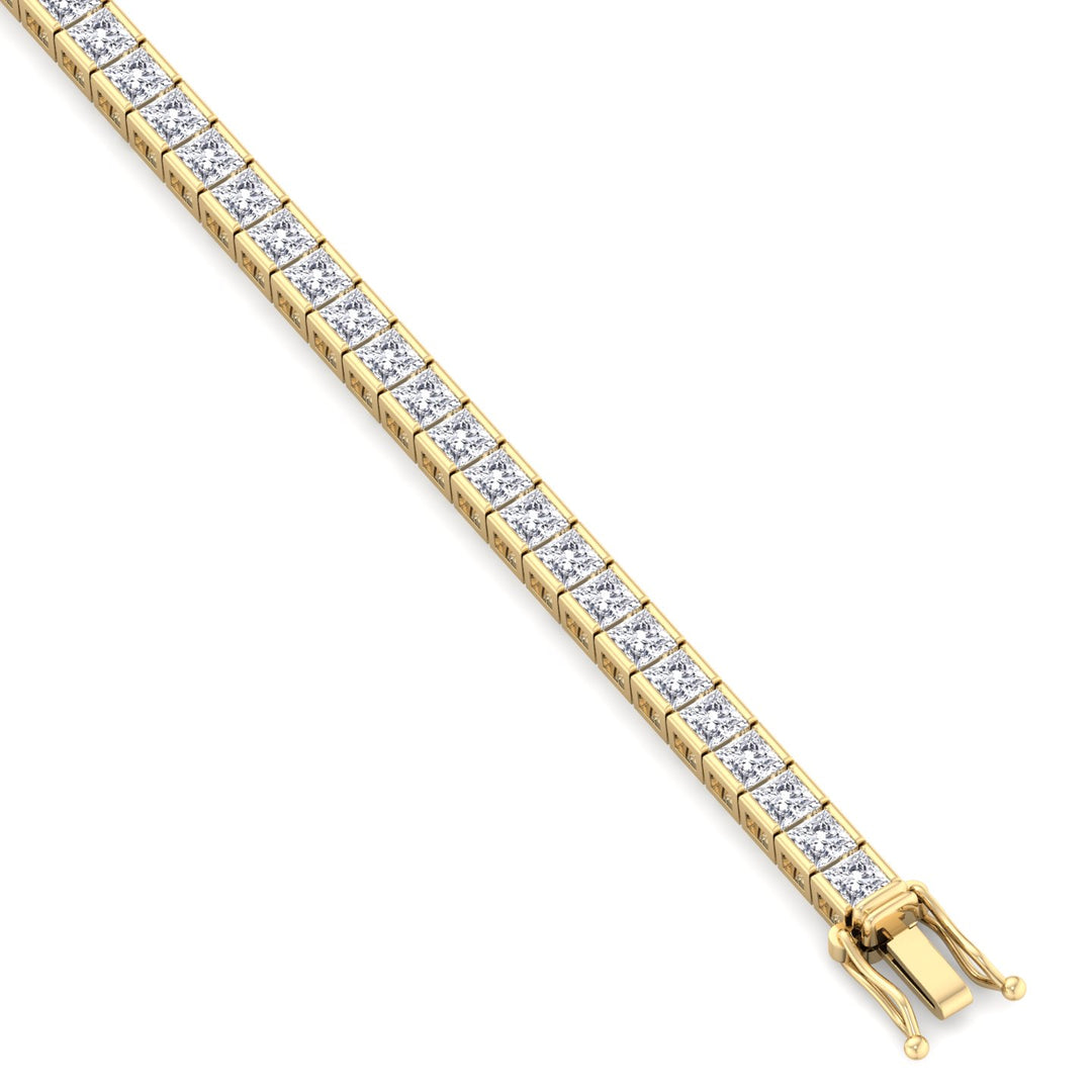 Princess Cut Lab Grown Diamond Tennis Bracelet 14K Solid Gold