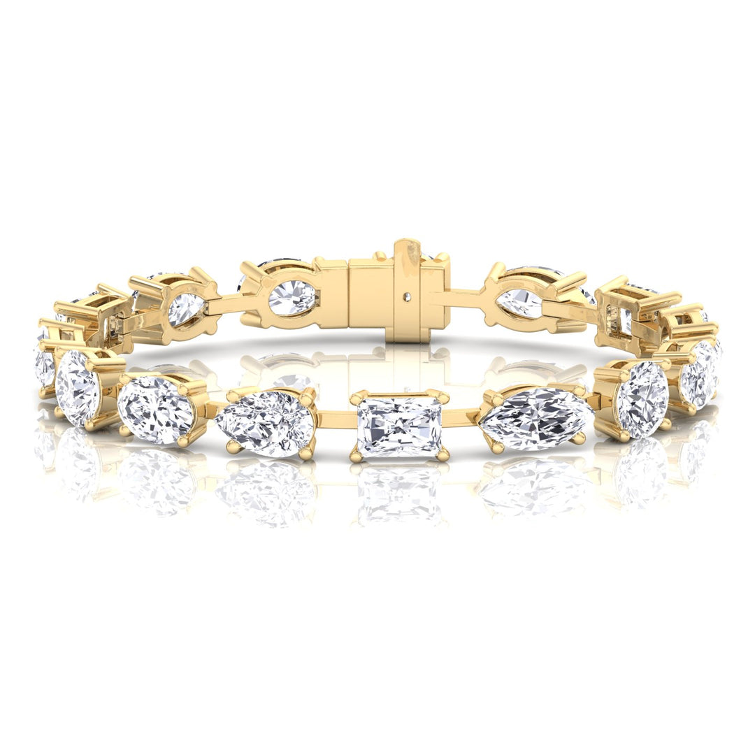 Mixed Shape Combo Lab-Grown Diamond Tennis Bracelet Yellow Gold 15CT