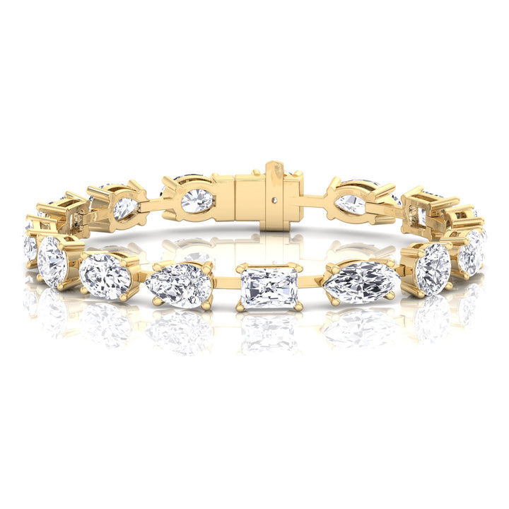 Mixed Shape Combo Lab-Grown Diamond Tennis Bracelet Yellow Gold 15CT