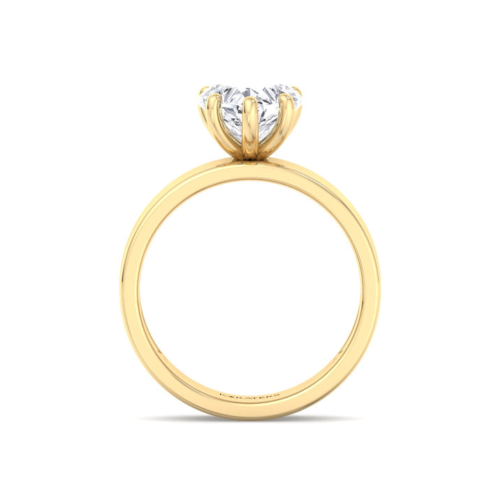 Heart Shape Lab Grown Diamond Engagement Ring with Wide Band Yellow Gold 