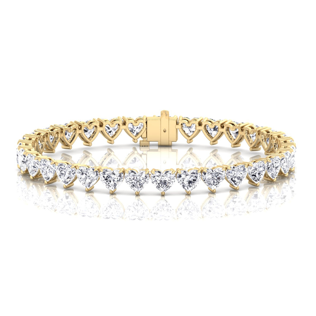 Heart Shape Lab Grown Diamond Tennis Bracelet Yellow Gold 14K 18K
