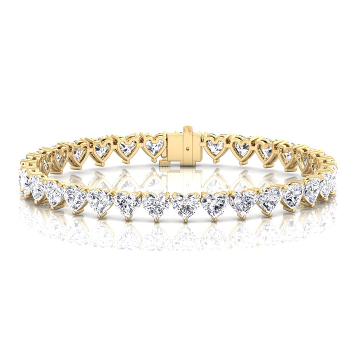 Heart Shape Lab Grown Diamond Tennis Bracelet Yellow Gold 14K 18K