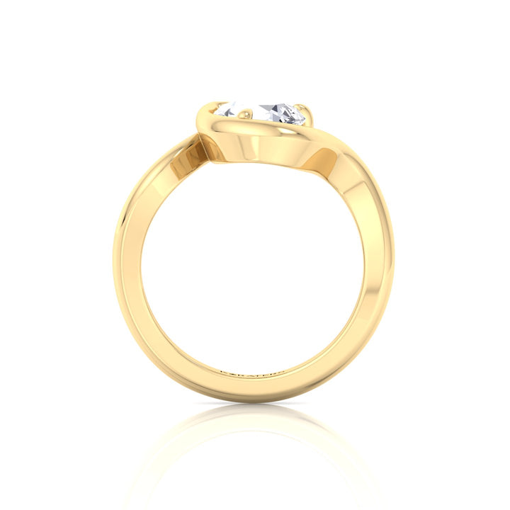 Pear Shape Lab Grown Diamond Twist Band Engagement Ring YG 4