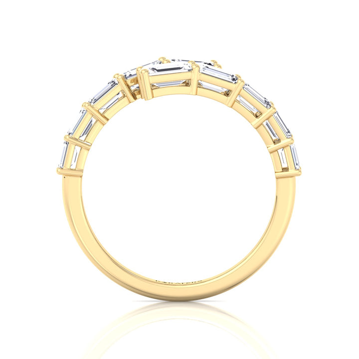 Graduated Emerald Shape Lab Grown Diamond Wrap Ring Yellow Gold