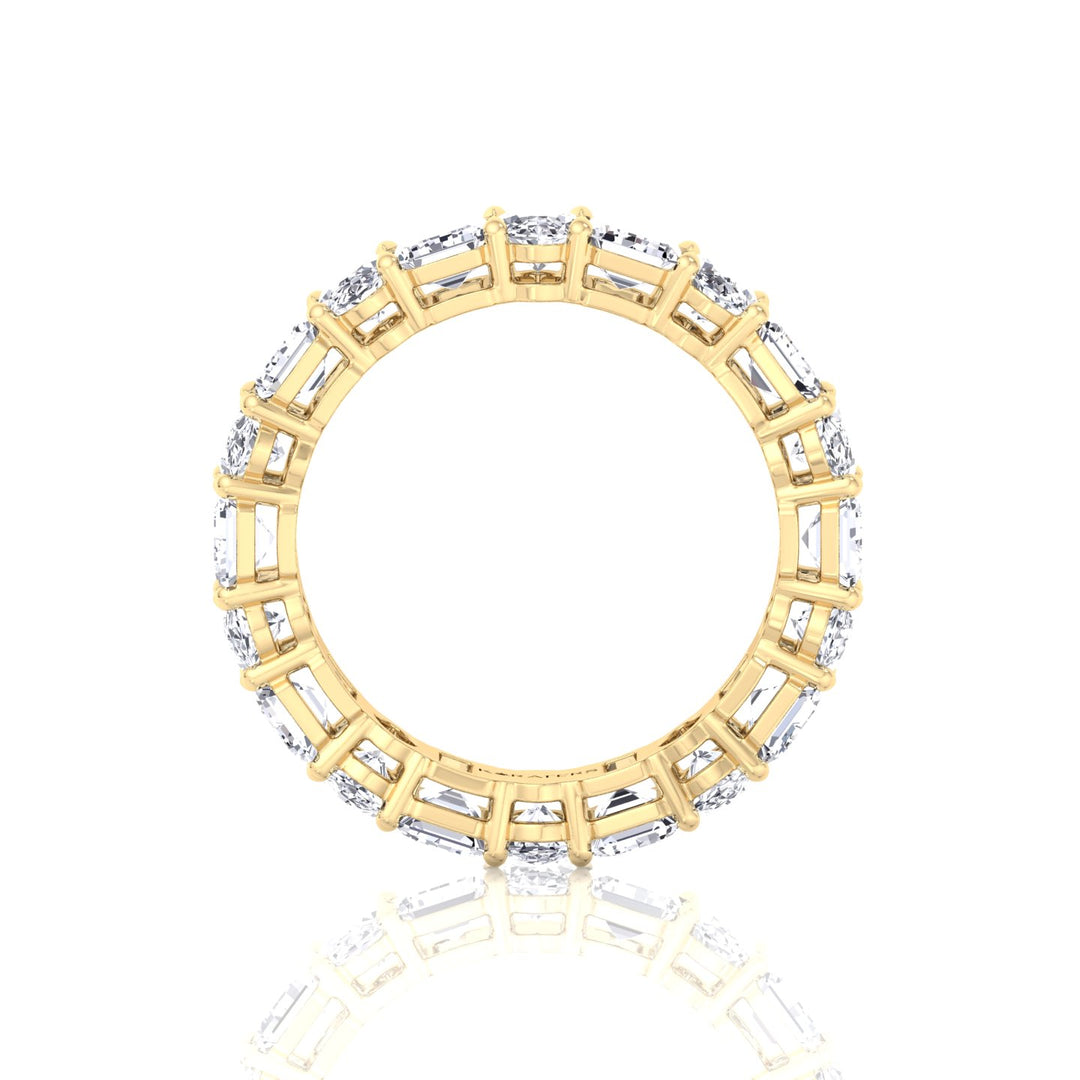 Alternating Emerald and Oval Shape Lab Grown Diamond Eternity Band Yellow Gold