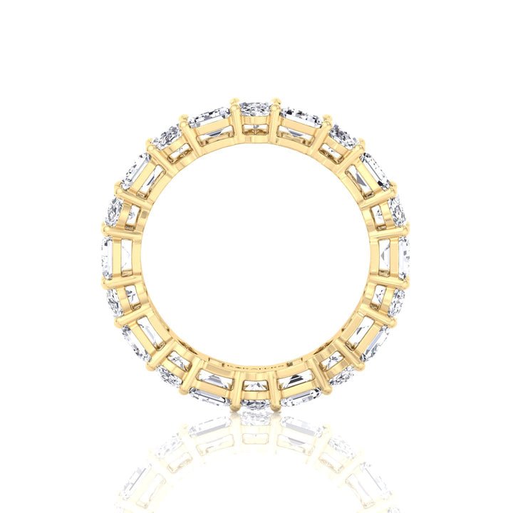Alternating Emerald and Oval Shape Lab Grown Diamond Eternity Band Yellow Gold