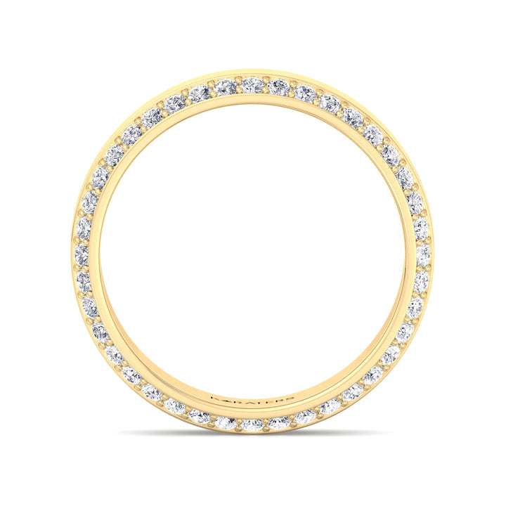 Beveled Edge Lab Grown Diamond Wedding Band Yellow Gold