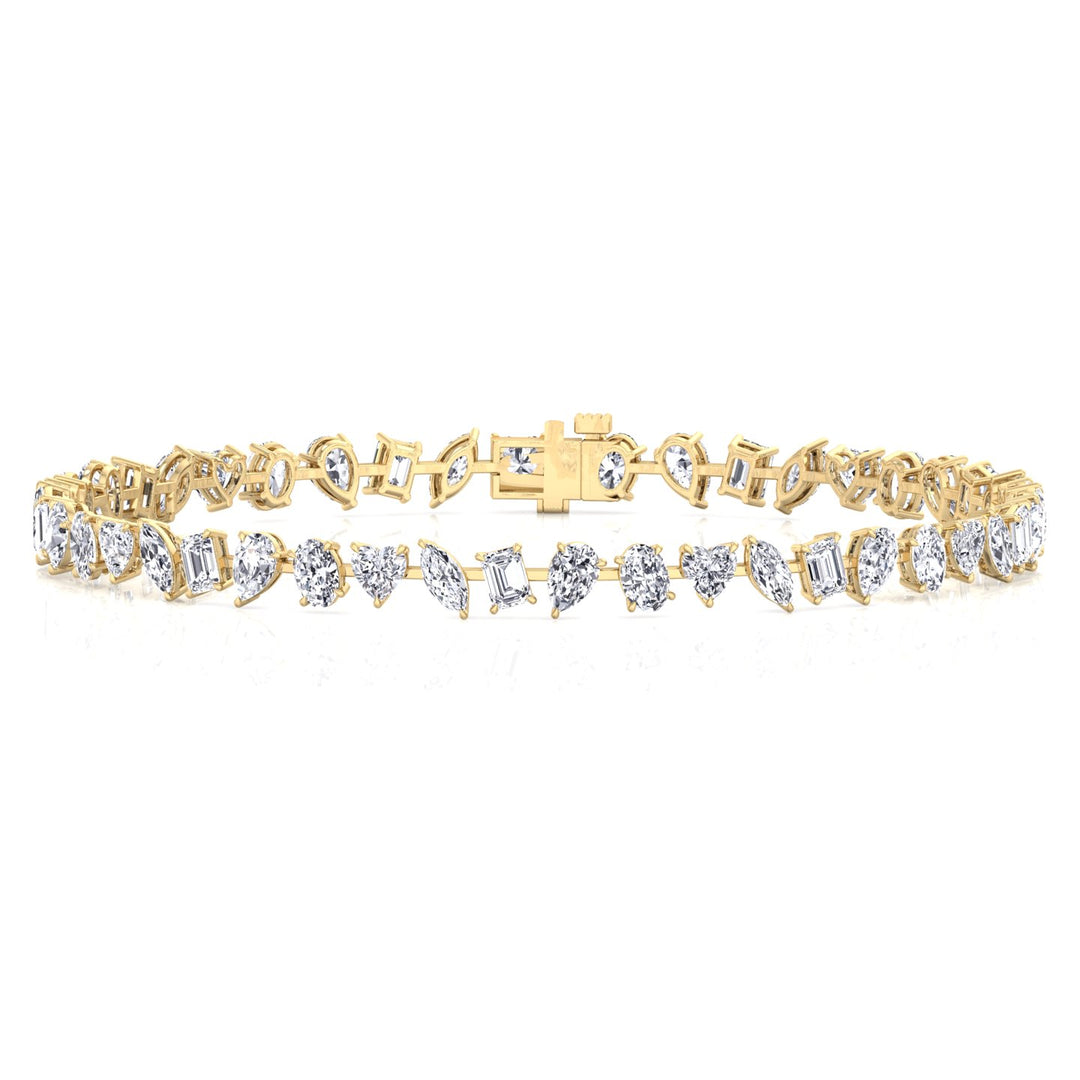 Multi Stone Lab Grown Diamond Tennis Bracelet Yellow Gold 18K
