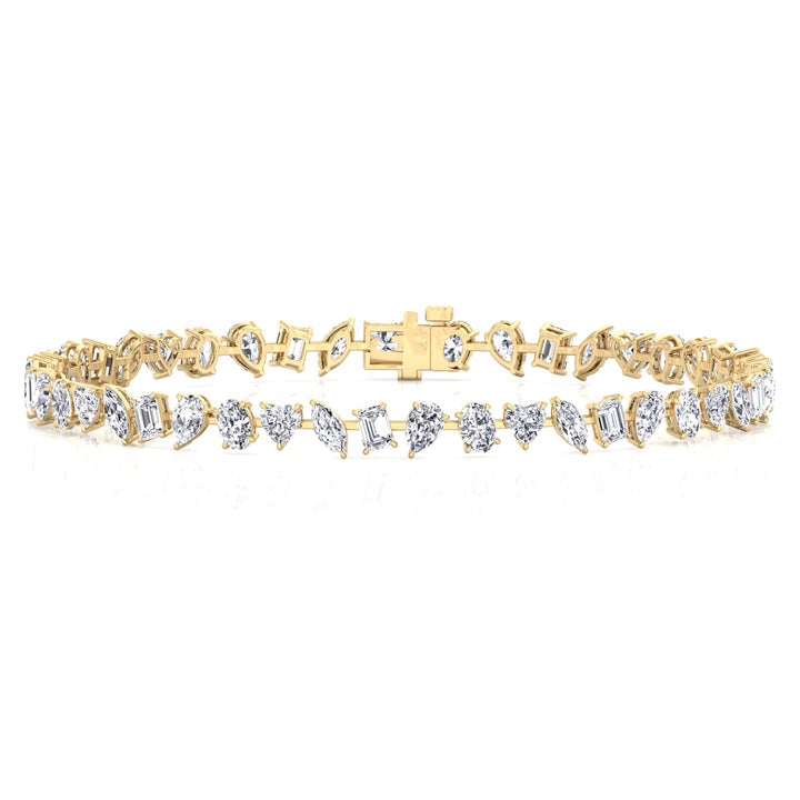 Multi Stone Lab Grown Diamond Tennis Bracelet Yellow Gold 18K