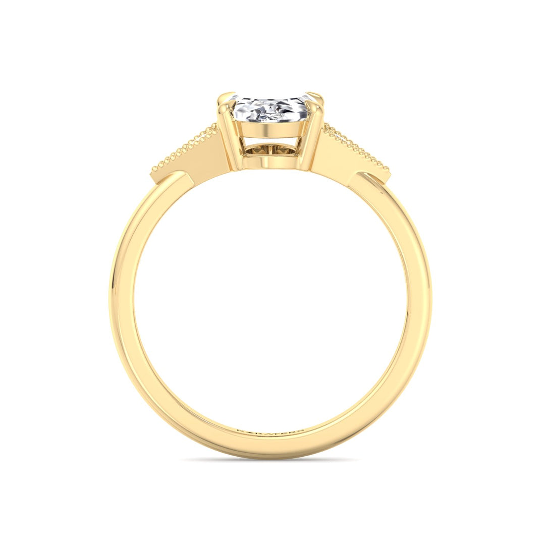 Vintage Style Oval Shape Rose-Cut Lab Grown Diamond Engagement Ring Yellow Gold
